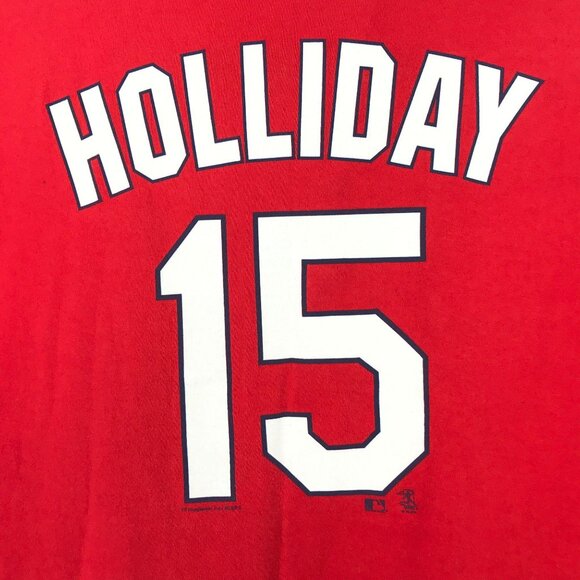 Vtg St Louis Cardinals Matt Holliday #15 Red TShirt 2XL MLB Genuine Merchandise - Picture 4 of 14